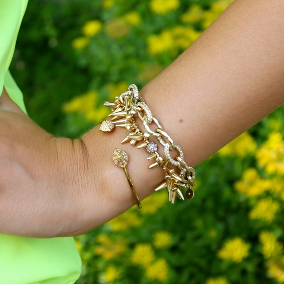 Stella & Dot | Dainty Gold Bangle Bracelet Crystal Pavé Eden Open Cuff B… - Picture 4 of 7